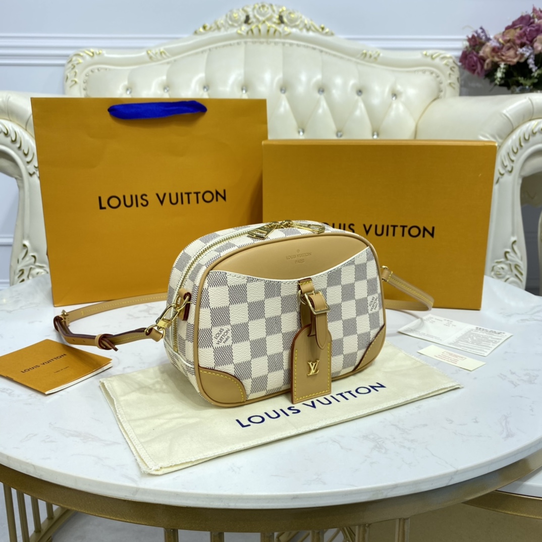 Louis Vuitton MINI DEAUVILLE Tote Handbag Damier Azur N50048 